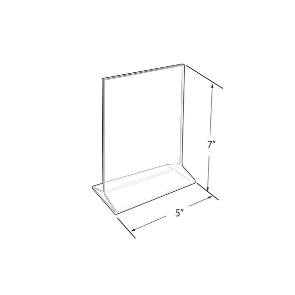 Top Loading Clear Acrylic T-Frame Sign Holder 5" Wide x 7'' High-Vertical, 10-Pack