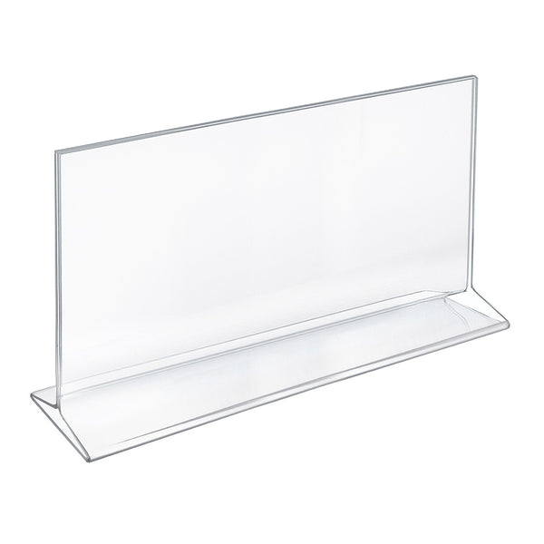 Top Loading Clear Acrylic T-Frame Sign Holder 14" Wide x 8.5'' High-Horizontal, 10-Pack