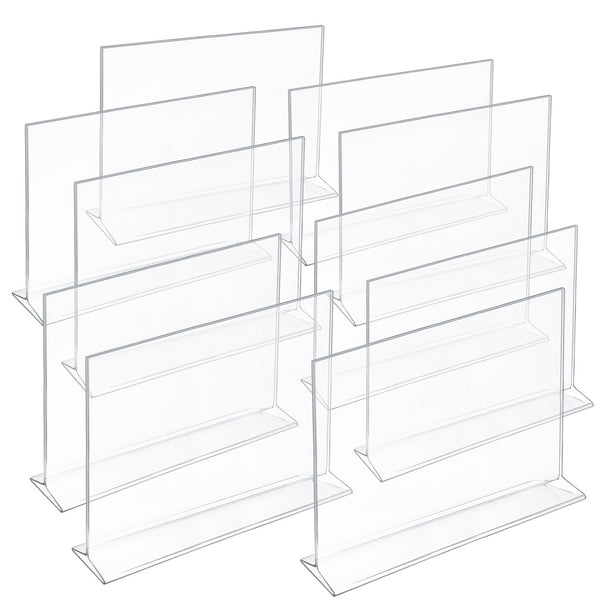 Top Loading Clear Acrylic T-Frame Sign Holder 14" Wide x 11'' High-Horizontal, 10-Pack