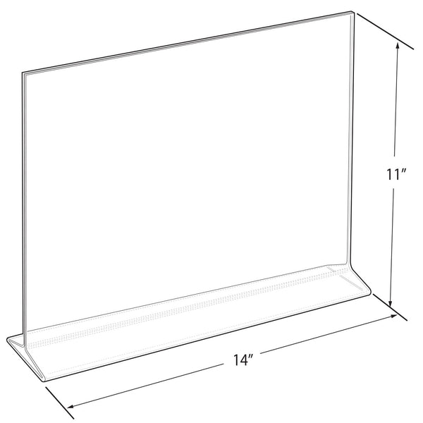 Top Loading Clear Acrylic T-Frame Sign Holder 14" Wide x 11'' High-Horizontal, 10-Pack