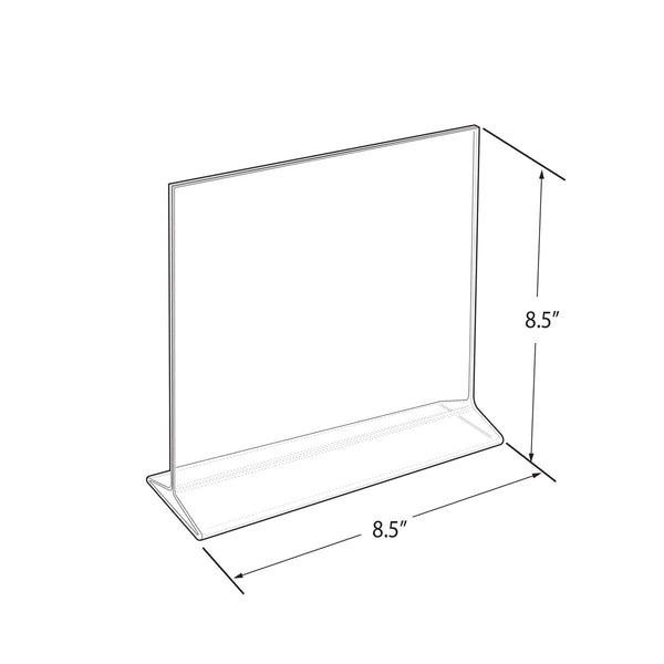Top Loading Clear Acrylic T-Frame Sign Holder 8.5" Wide x 8.5'' High-Vertical, 10-Pack