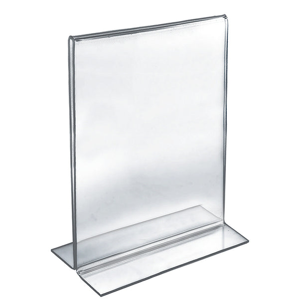 Bottom Loading Clear Acrylic T-Frame Sign Holder 11" Wide x 17'' High-Vertical/Portrait, 10-Pack