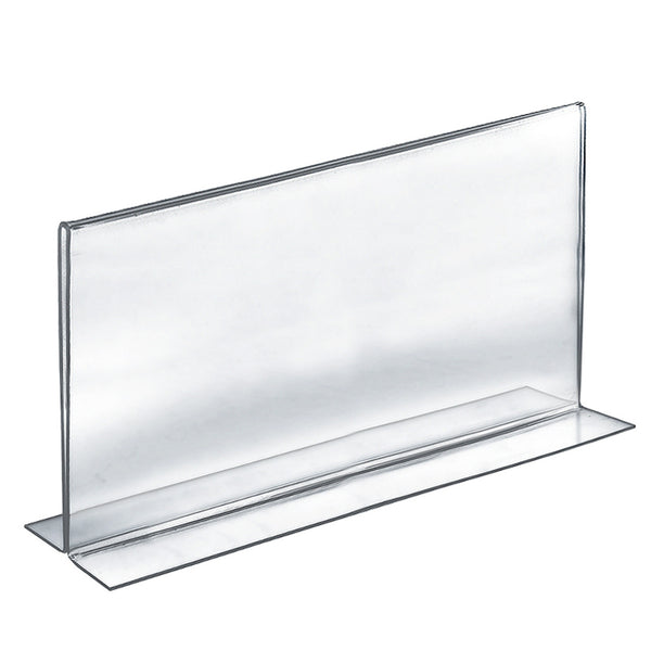 Bottom Loading Clear Acrylic T-Frame Sign Holder 17" Wide x 11'' High-Horizontal/Landscape, 10-Pack