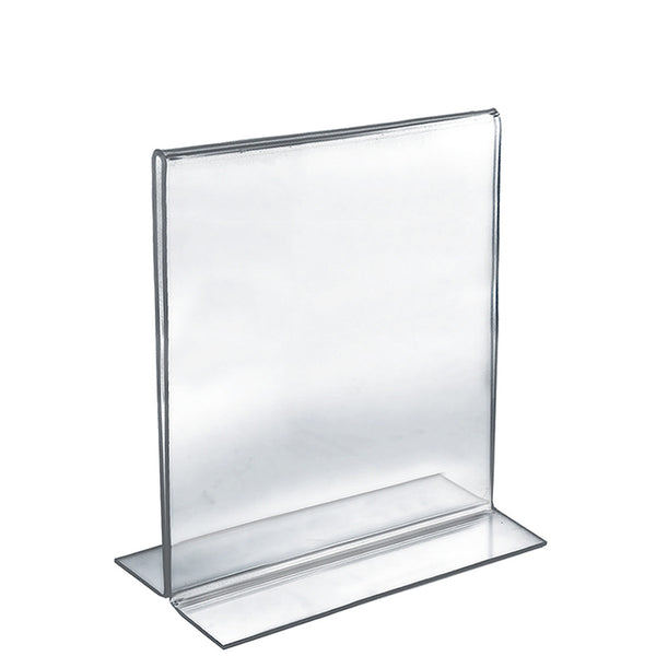 Bottom Loading Clear Acrylic T-Frame Sign Holder 11" Wide x 14'' High-Vertical/Portrait, 10-Pack