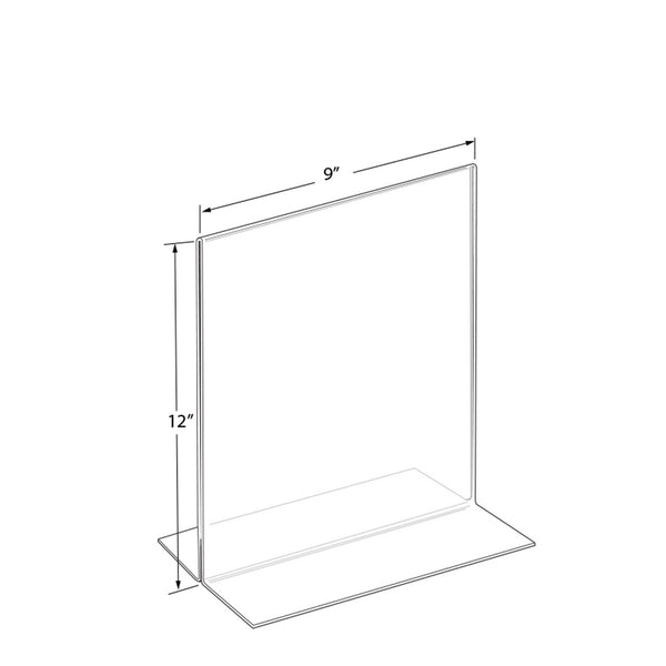 Bottom Loading Clear Acrylic T-Frame Sign Holder 9" Wide x 12'' High-Vertical/Portrait, 10-Pack