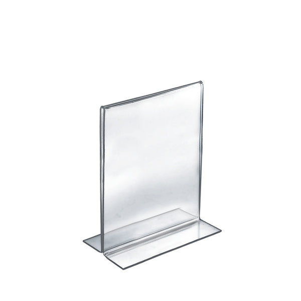 Bottom Loading Clear Acrylic T-Frame Sign Holder 7" Wide x 11'' High-Vertical/Portrait, 10-Pack