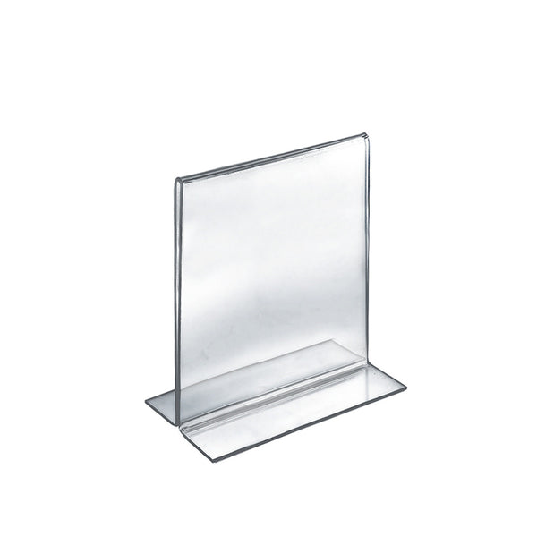 Bottom Loading Clear Acrylic T-Frame Sign Holder 8" Wide x 10'' High Vertical/Portrait, 10-Pack
