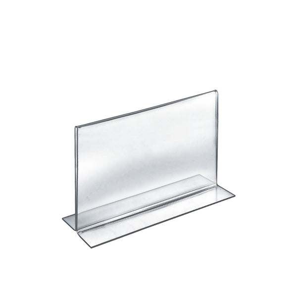 Bottom Loading Clear Acrylic T-Frame Sign Holder 10" Wide x 8'' High-Horizontal/Landscape, 10-Pack