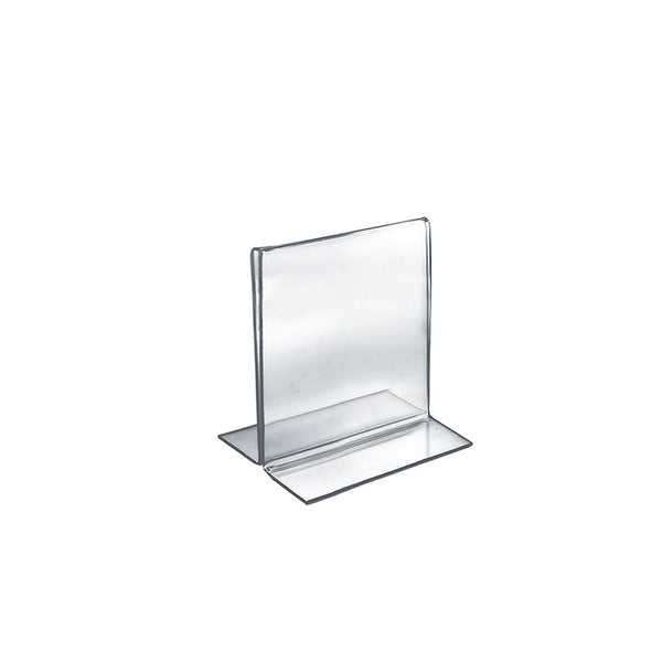 Bottom Loading Clear Acrylic T-Frame Sign Holder 5.5" Wide x 7'' High Vertical/Portrait, 10-Pack