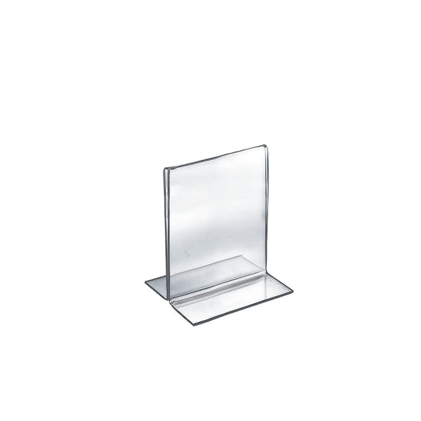 Bottom Loading Clear Acrylic T-Frame Sign Holder 5" Wide x 7'' High Vertical/Portrait, 10-Pack