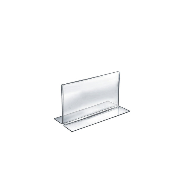 Bottom Loading Clear Acrylic T-Frame Sign Holder 7" Wide x 5'' High - Horizontal/Landscape, 10-Pack