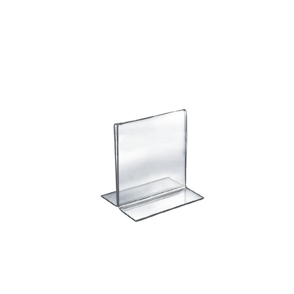 Bottom Loading Clear Acrylic T-Frame Sign Holder 5" Wide x 6'' High-Vertical/Portrait, 10-Pack
