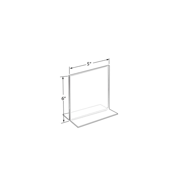 Bottom Loading Clear Acrylic T-Frame Sign Holder 5" Wide x 6'' High-Vertical/Portrait, 10-Pack