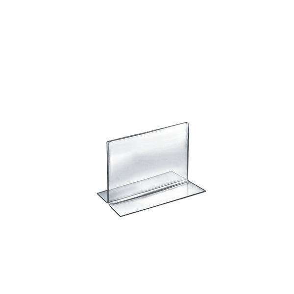 Bottom Loading Clear Acrylic T-Frame Sign Holder 6" Wide x 5'' High-Horizontal/Landscape, 10-Pack