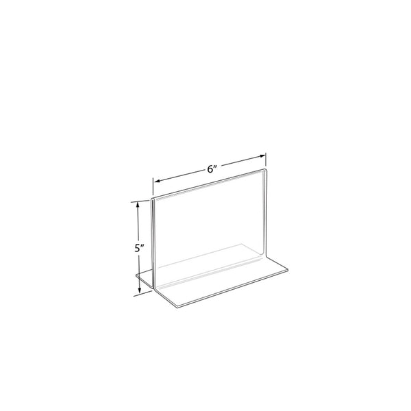 Bottom Loading Clear Acrylic T-Frame Sign Holder 6" Wide x 5'' High-Horizontal/Landscape, 10-Pack