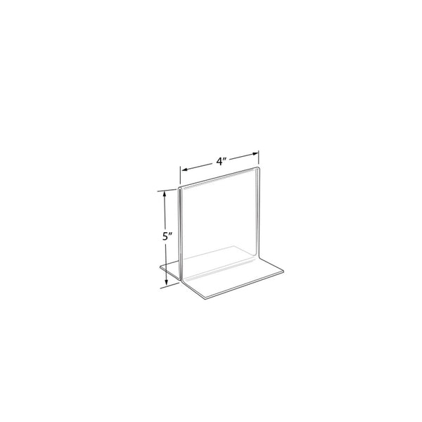 Bottom Loading Clear Acrylic T-Frame Sign Holder 4" Wide x 5'' High-Vertical/Portrait, 10-Pack