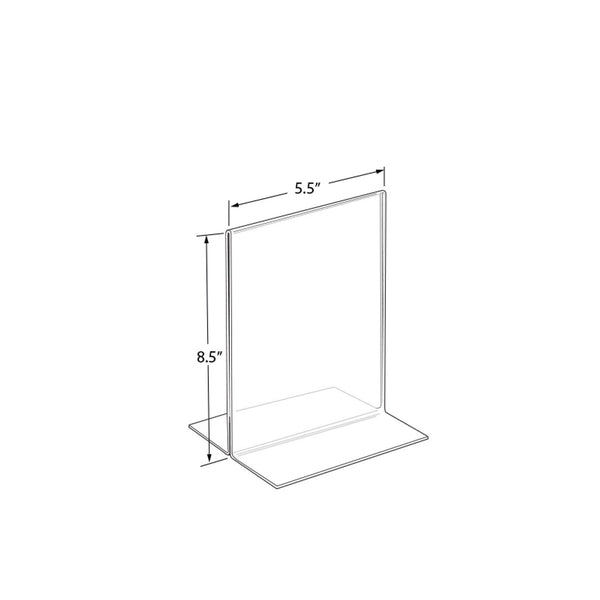 Bottom Loading Clear Acrylic T-Frame Sign Holder 5.5" Wide x 8.5'' High Vertical/Portrait, 10-Pack