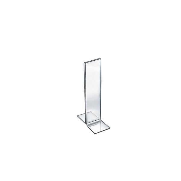 Bottom Loading Clear Acrylic T-Frame Sign Holder 2" Wide x 8'' High-Vertical/Portrait, 10-Pack