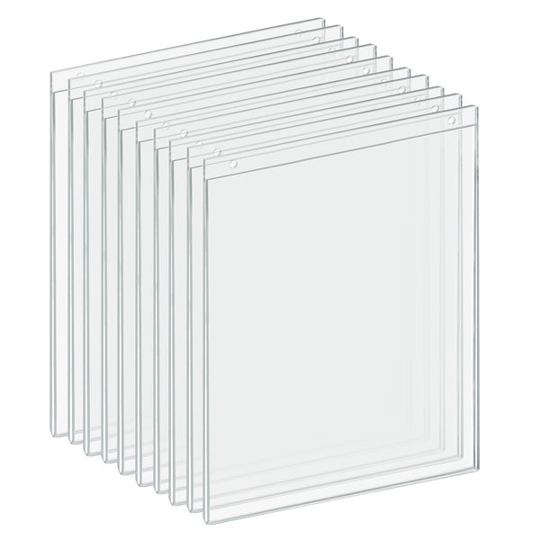 Clear Acrylic Wall Hanging Frame 11" Wide x 14'' High- Vertical/Portrait, 10-Pack