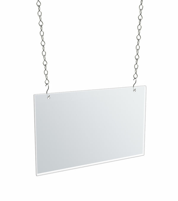 Clear Acrylic Hanging Ceiling Poster Frame 14" Wide X 8.5" High Horizontal/Portrait. Includes Hanging Hardware Kit, 4-Pack