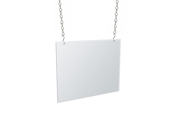 Clear Acrylic Hanging Ceiling Poster Frame 14" Wide X 11" High Horizontal/Portrait. Includes Hanging Hardware Kit, 4-Pack