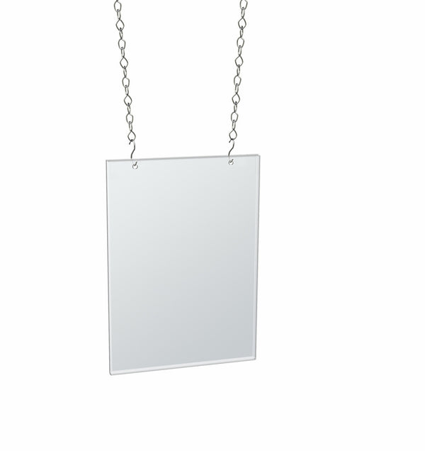 Clear Acrylic Hanging Ceiling Poster Frame 8.5" Wide X 11" High Vertical/Portrait. Includes Hanging Hardware Kit, 4-Pack