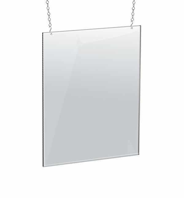 Clear Acrylic Hanging Ceiling Poster Frame 18" Wide X 24" High Vertical/Portrait. Includes Hanging Hardware Kit