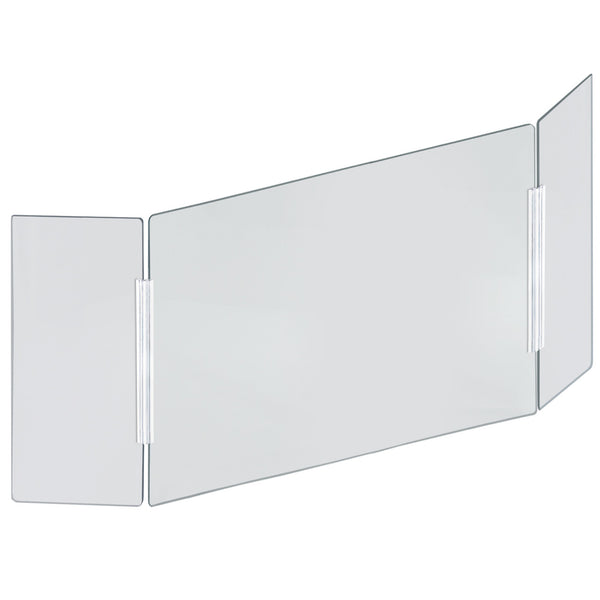 X-Large 62"wide x 30" high Clear Acrylic Tri Fold PLEXIGLASS Protective Shield, Sneeze Guard, Personal Barrier, adjustable heights for pass through on the bottom