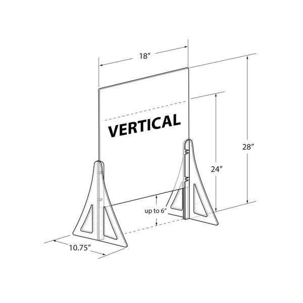 18" x 24" New Counter Acrylic Shield, Plexiglass Protective Panel, Splash Guard. New Support Stands. Adjustable Heights. Acrylic .1875" Thick, 2-Pack