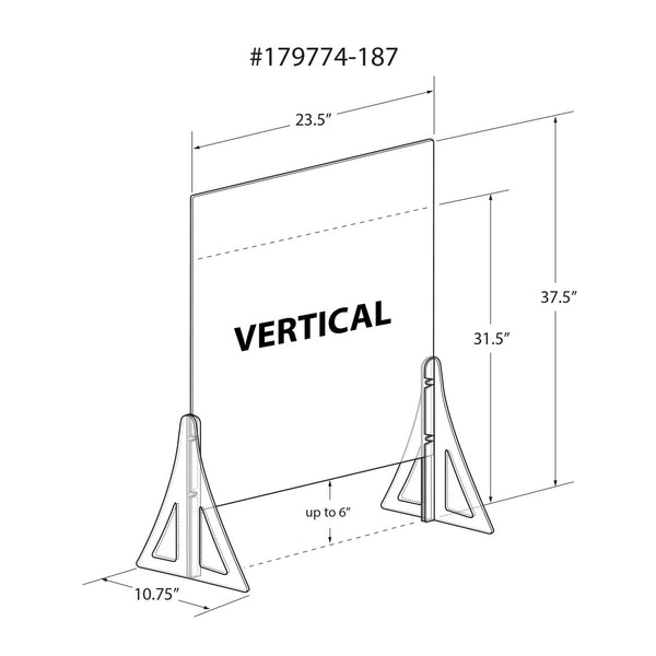 23.5" x 31.5" New Counter Acrylic Shield, Plexiglass Protective Panel, Splash Guard. New Support Stands. Adjustable Heights. Acrylic .1875" Thick (Former item#179822), 2-Pack