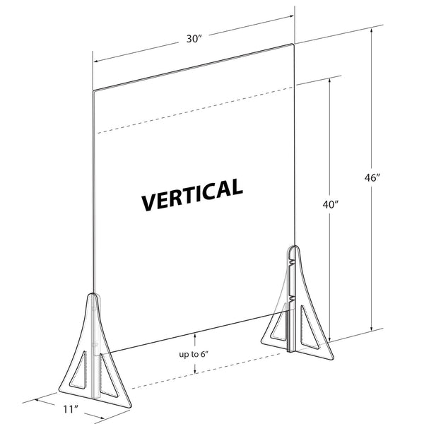 30" x 40" New Counter Acrylic Shield, Plexiglass Protective Panel, Splash Guard. New Support Stands. Adjustable Heights. Acrylic .1875" Thick, 2-Pack