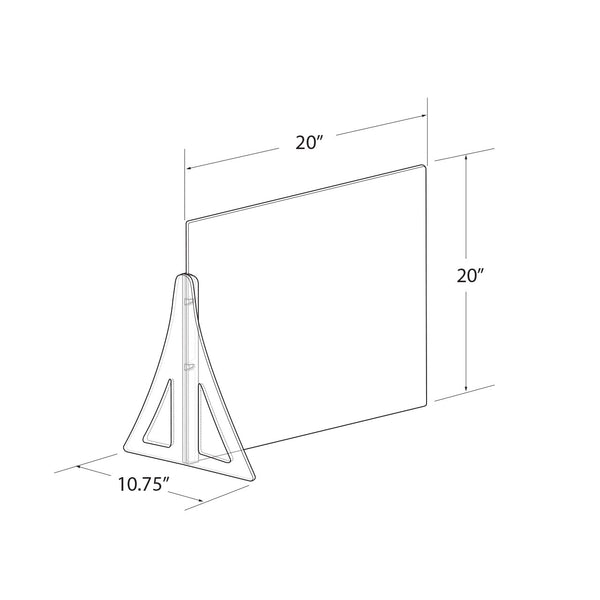 20" x 20" Single Leg Partition PLEXIGLASS Shield, 2-Pack