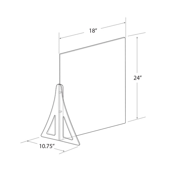 18" x 24" Single Leg Partition PLEXIGLASS Shield, 2-Pack