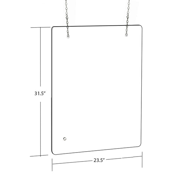 23.5" x 31.5" Hanging Adjustable Cashier Shield, Plexiglass Protective Panel, Splash Guard, 0.100" thick Acrylic Protective Barrier -Vertical/Horizontal, 2-Pack