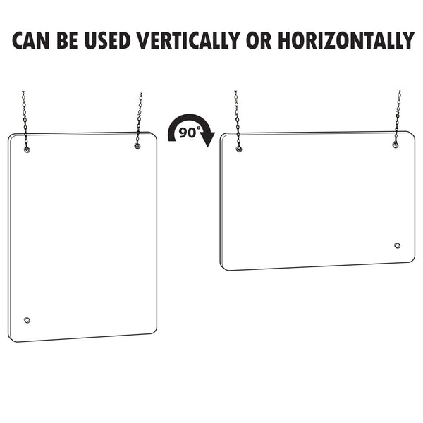 23.5" x 31.5" Hanging Adjustable Cashier Shield, Plexiglass Protective Panel, Splash Guard, 0.100" thick Acrylic Protective Barrier -Vertical/Horizontal, 2-Pack