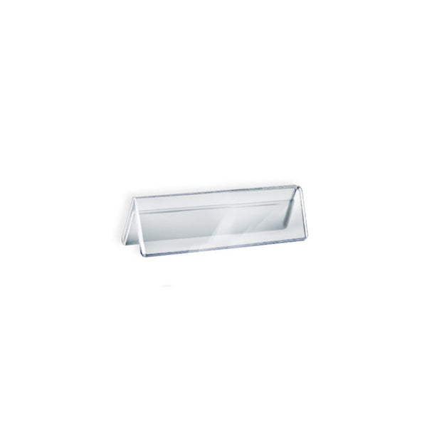 Two Sided Tent Style Clear Acrylic Sign Holder and Nameplate, Size: 6" W x 2" H on each side, 10-Pack