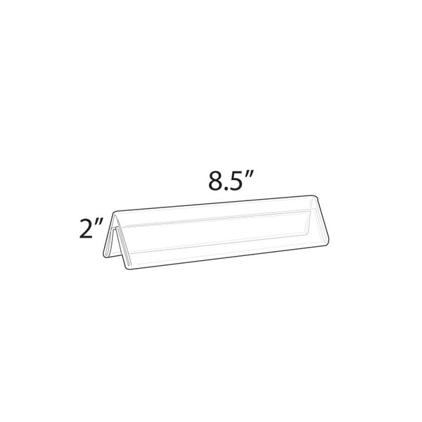 Two Sided Tent Style Clear Acrylic Sign Holder and Nameplate, Size: 8.5" W x 2" H on each side, 10-Pack