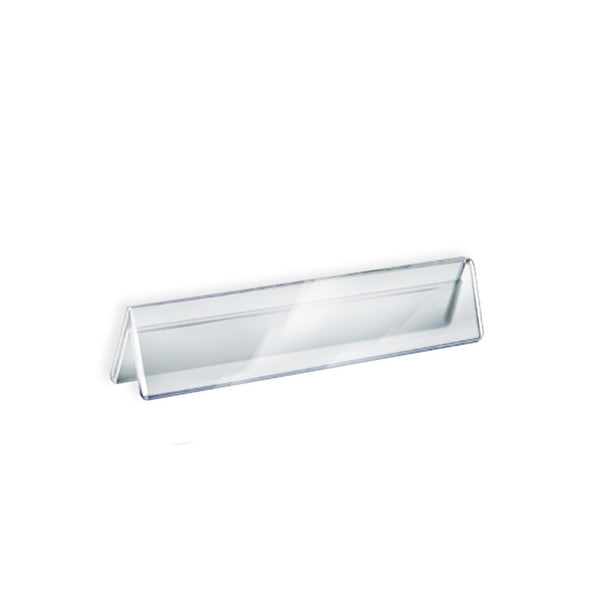 Two Sided Tent Style Clear Acrylic Sign Holder and Nameplate, Size: 11" W x 2" H on each side, 10-Pack