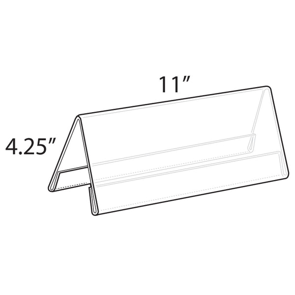 Two Sided Tent Style Clear Acrylic Sign Holder and Nameplate, Size: 11" W x 4.25" H on each side, 10-Pack