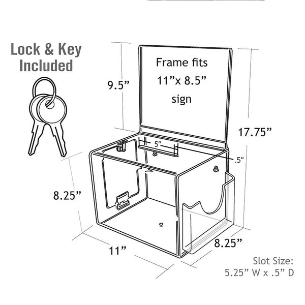 Extra Large Lottery Box with Pocket, Lock and Keys on Pedestal. Color: White