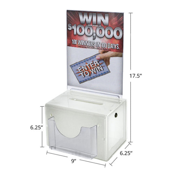 Large Lottery Box with Lock and Keys. Color: White
