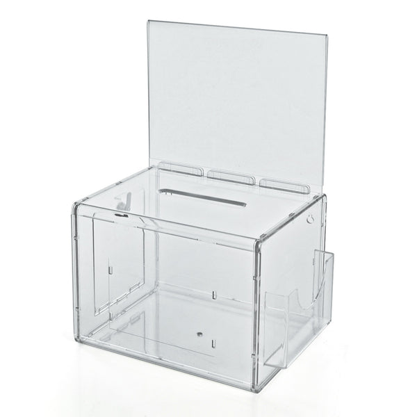 Clear Extra Large Lottery Box with Pocket, Lock and Keys