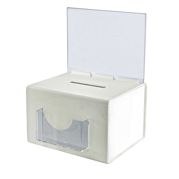 White Extra Large Lottery Box with Pocket, Lock and Keys