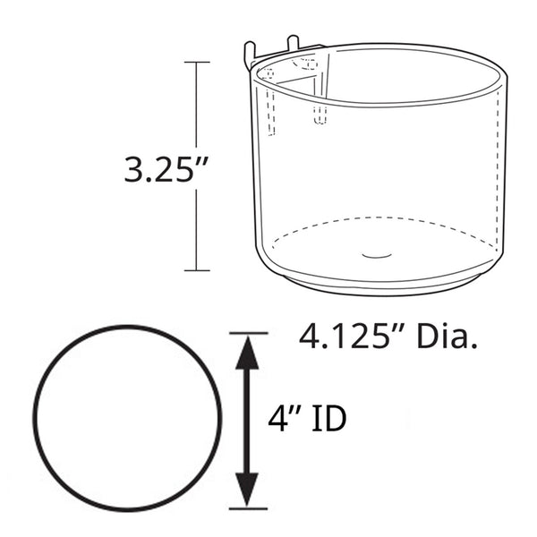4" Diameter Cup Display for Pegboard or Slatwall, 10-Pack