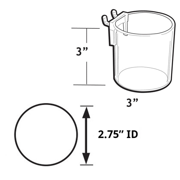 3" Diameter Cup Display for Pegboard or Slatwall, 10-Pack