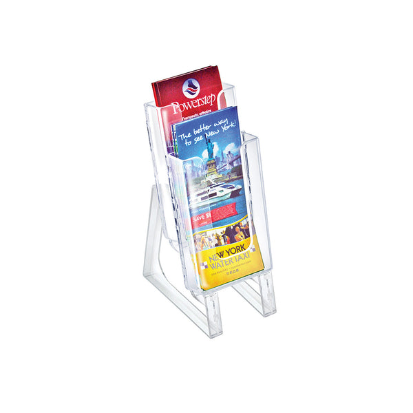 Two-tier Modular Trifold Brochure Holder, 2-Pack