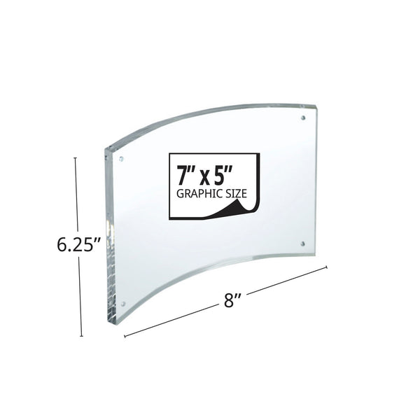 Curved Magnetic Acrylic Sign Holder 7"W X 5"H, 2-Pack
