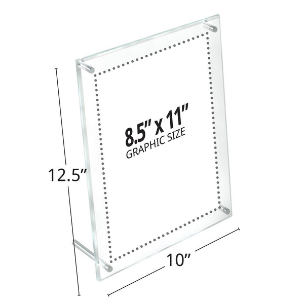 Beveled Edge L-Frame Acrylic Sign Holder 8.5"W X 11"H, 2-Pack