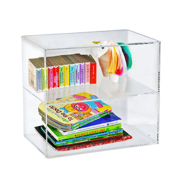Acrylic Countertop Open Case 14" Wide with One Non-Removable Shelf and Wall Hanging Holes