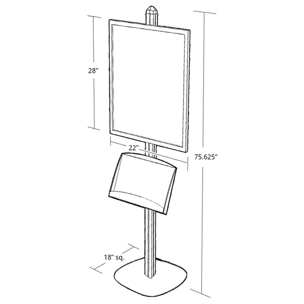 Sky Tower Display Kit with 22"W x 28"H Snap Frame and Steel Brochure Shelf